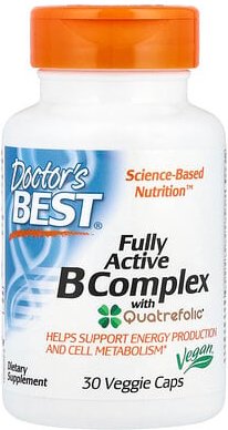 Doctor's Best, Fully Active B Complex with Quatrefolic, vollständig aktiver B-Komplex mit Quatrefolic, 30 vegetarische K...