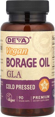Deva, Vegan Borretschöl, GLA, 90 vegane Kapseln (500 mg pro Kapsel)