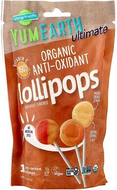 YumEarth, Ultimate, Organic Anti-Oxidant Lollipops, Bio-Antioxidans-Lutscher, Mango, Orange, Zitrone, 15 Lutscher, 93 g ...