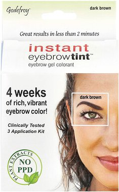 Godefroy, Instant Eyebrow Tint, Augenbrauen färben, dunkelbraun, 3er-Set