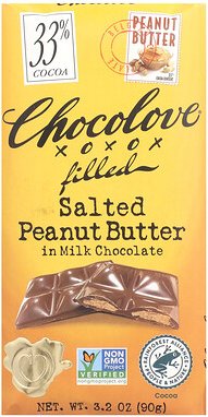 Thumbnail - Chocolove, Filled Salted Peanut Butter in Milk Chocolate, gesalzene Erdnussbutter in Milchschokolade, 33% Kakao, 90 g (3...