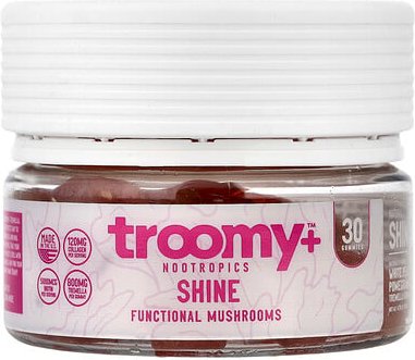 Troomy Nootropics, Shine, Functional Mushrooms Gummies, White Peach Pomegranate, 30 Gummies, 4.76 oz (135 g)