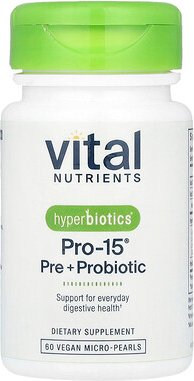 Thumbnail - Vital Nutrients, Hyperbiotics®, PRO-15®, Pre + Probiotic, Präbiotika + Probiotika, 60 vegane Mikroperlen