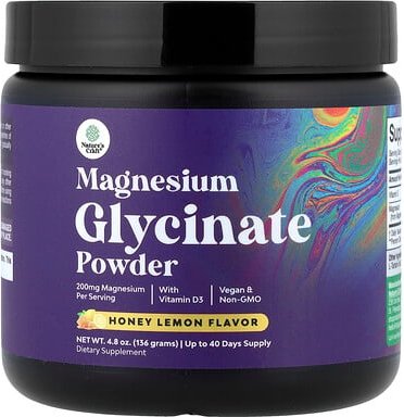 Nature's Craft, Magnesium Glycinate Powder With Vitamin D3, Magnesiumglycinatpulver mit Vitamin D3, Honig-Zitrone, 136 g...