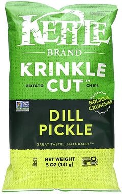 Thumbnail - Kettle Foods, Gewellte Kartoffelchips, Dill Pickle, 5 oz (141 g)