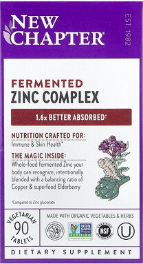 New Chapter, Fermentierter Zink-Komplex, 90 pflanzliche Tabletten