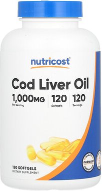 Nutricost, Kabeljau-Leberöl, 1.000 mg, 120 Weichkapseln