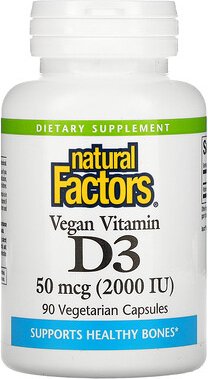 Natural Factors, Veganes Vitamin D3, 50 mcg (2.000 IU), 90 vegetarische Kapseln