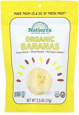 Thumbnail - Natierra, Organic Freeze-Dried, Bananas, gefriergetrocknete Bio-Bananen, 71 g (2,5 oz.)
