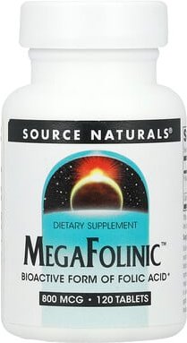 Source Naturals, MegaFolinic™, Ergänzungsmittel mit bioaktiver Form von Folsäure 800 mcg, 120 Tabletten