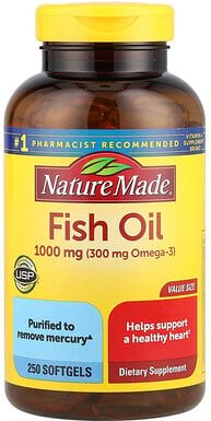 Nature Made, Fish Oil, Fischöl, 1.000 mg, 250 Weichkapseln