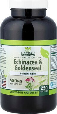 Herbal Secrets, Echinacea und Gelbwurzel, 250 pflanzliche Kapseln