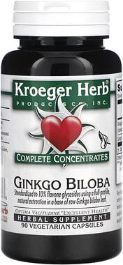 Kroeger Herb Co, Vollständige Konzentrate, Ginkgo biloba, 90 vegetarische Kapseln