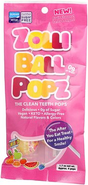 Zollipops, Zolli Ball Popz, The Clean Teeth Pops, Delicious Fruit, Ca. 4 Lutscher, 1,7 oz