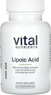 Thumbnail - Vital Nutrients, Liponsäure, 60 vegane Kapseln (300 mg pro Kapsel)