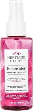 Heritage Store, Rosewater, Rosenwasser, Zerstäuberspray, Rosenblütenblätter, 118 ml (4 fl. oz.)