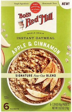 Bob's Red Mill, Instant Oatmeal, Whole Grain, Apple & Cinnamon, Instant-Haferflocken, Vollkorn, Apfel und Zimt, 6 Päckch...