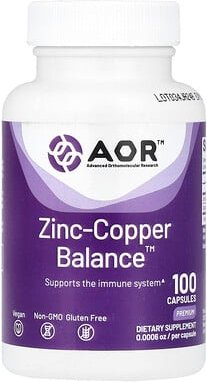 Advanced Orthomolecular Research AOR, Zinc-Copper Balance™, Zink und Kupfer zur Unterstützung des Immunsystems, 100 Kaps...