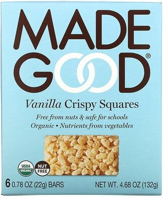 MadeGood, Bio, Knusprige Quadrate, Vanille, 6 Riegel, je 0,78 oz (22 g)