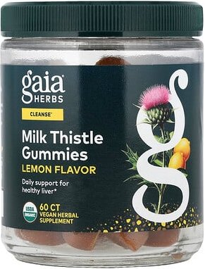 Gaia Herbs, Milk Thistle Gummies, Mariendistel-Fruchtgummis, Zitrone, 60 vegane Fruchtgummis