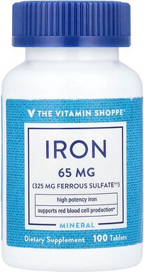 The Vitamin Shoppe, Eisen, 65 mg, 100 Tabletten
