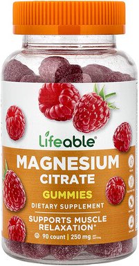 Lifeable, Magnesium Citrate Gummies, Magnesiumcitrat-Fruchtgummis, Himbeere, 90 Fruchtgummis (83,3 mg pro Fruchtgummi)