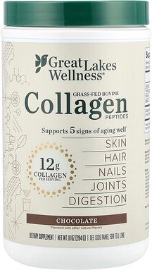 Great Lakes Wellness, Grass-Fed Bovine Collagen Peptides, Kollagenpeptide von grasgefütterten Rindern, Schokolade, 284 g...