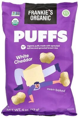 Frankie's Organic, Puffs, White Cheddar, Puffs, weißer Cheddar, 113 g (4 oz.)