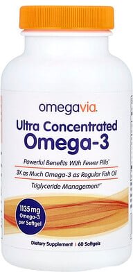 OmegaVia, Ultra Concentrated Omega-3, hochkonzentriertes Omega-3, 1.135 mg, 60 Weichkapseln
