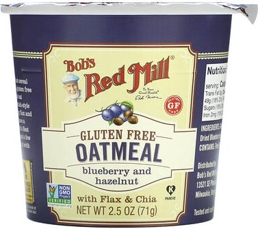 Bob's Red Mill, Oatmeal Cup, Blueberry and Hazelnut, Haferflocken im Becher, Heidelbeere und Haselnuss, 71 g (2,5 oz.)