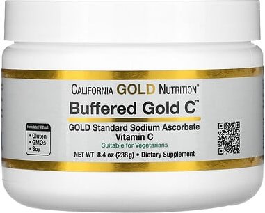 California Gold Nutrition, Buffered Gold C, säurearmes gepuffertes Vitamin-C-Pulver, Natriumascorbat, 238 g (8,40 oz.)