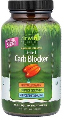 Irwin Naturals, 3-in-1 Carb Blocker®, Kohlenhydrat-Blocker, maximale Stärke, 150 flüssige Weichkapseln
