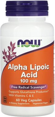 NOW Foods, Alpha-Liponsäure, 100 mg, 60 pflanzliche Kapseln