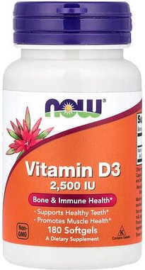 NOW Foods, Vitamin D3, 2.500 IU, 180 Weichkapseln