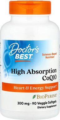 Doctor's Best, High Absorption CoQ10, hoch absorbierbares CoQ10, 300 mg, 90 pflanzliche Weichkapseln