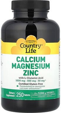 Country Life, Calcium Magnesium Zinc, Calcium-Magnesium-Zink, 250 Tabletten