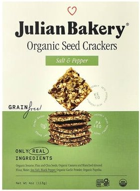 Julian Bakery, Organic Seed Crackers, Bio-Samen-Cracker, Salz und Pfeffer, 113 g (4 oz.)