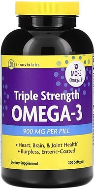 Thumbnail - InnovixLabs, Triple Strength Omega-3, dreifache Wirkstärke, Omega-3-Fischöl, 900 mg, 200 Weichkapseln
