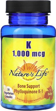 Nature's Life, Vitamin K, 1.000 mcg, 50 vegetarische Kapseln