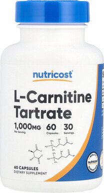 Nutricost, L-Carnitine Tartrate, L-Carnitin-Tartrat, 60 Kapseln (500 mg pro Kapsel)