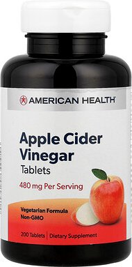 American Health, Apple Cider Vinegar, Apfelessig, 480 mg, 200 Tabletten (240 mg pro Tablette)