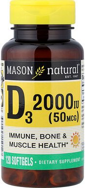 Mason Natural, Vitamin D3, 50 mcg (2.000 IU), 120 Weichkapseln