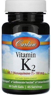 Thumbnail - Carlson, Vitamin K2, 90 Weichkapseln (90 mcg pro Weichkapsel)