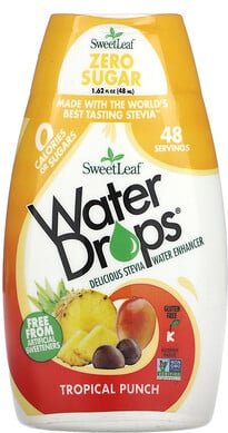 SweetLeaf Stevia, Water Drops, Delicious Stevia Water Enhancer, köstlicher Stevia-Wasserverstärker, „Tropical Punch“, 48...