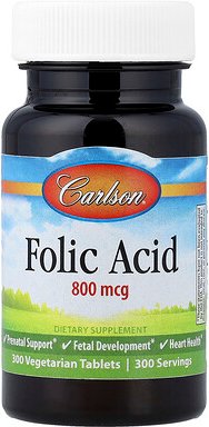 Carlson, Folsäure, 800 mcg, 300 pflanzliche Tabletten