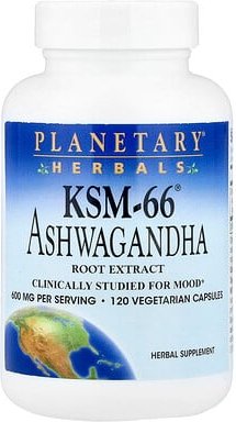 Planetary Herbals, KSM-66® Ashwagandha Root Extract, Ashwagandha-Wurzelextrakt, 120 pflanzliche Kapseln (300 mg pro Kaps...