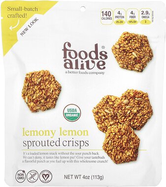 Foods Alive, Sprouted Crisps, gekeimte Chips, Zitronen-Zitrone, 113 g (4 oz.)