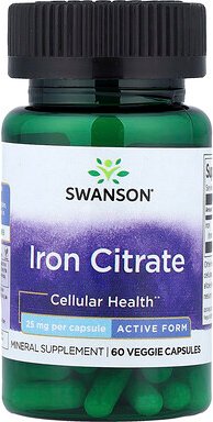 Swanson, Eisencitrat, aktive Form, 25 mg, 60 pflanzliche Kapseln