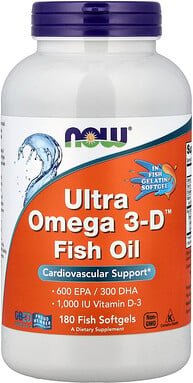 NOW Foods, Ultra Omega 3-D™ Fischöl, 180 Fischgelatine-Weichkapseln