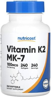 Nutricost, Vitamin K2, Ergänzungsmittel mit Vitamin K2, 100 mcg, 240 Weichkapseln